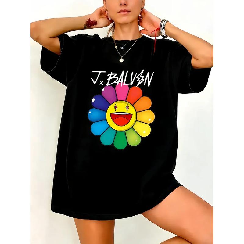 Camisa J Balvin Flower, Camiseta Transpirable Con Cuello Red S