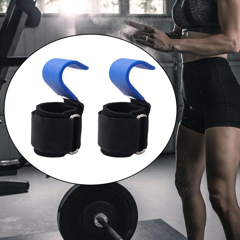 2PCS Pull up Strength Training Device Workout Weightlifting Fitness Hand Grips Lifting Straps Metal Weight Lifting Hooks