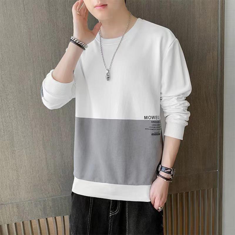 

Men s Trendy Korean-Style Loose Fit Long Sleeve Hoodie - Versatile Spring/Autumn Base Layer Top 5XL білий