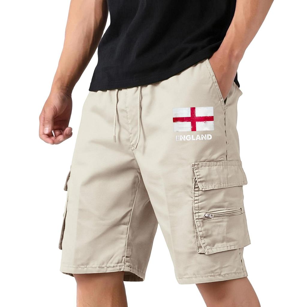Men's Casual Flag Print Mid-Length Shorts Lightweight Breathable for Summer Sports and Daily Wear