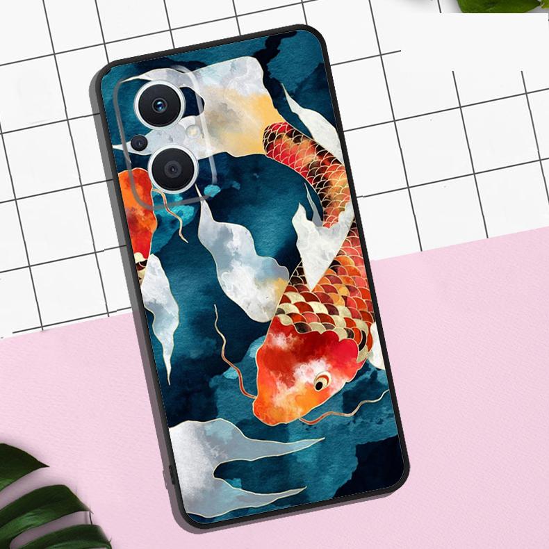 Koi Fish Carp Case For OPPO Reno 11 12 13 F 8T 7 8 10 Pro OPPO Find X8 Pro X3 X6 Pro X5 Lite Cover Coque