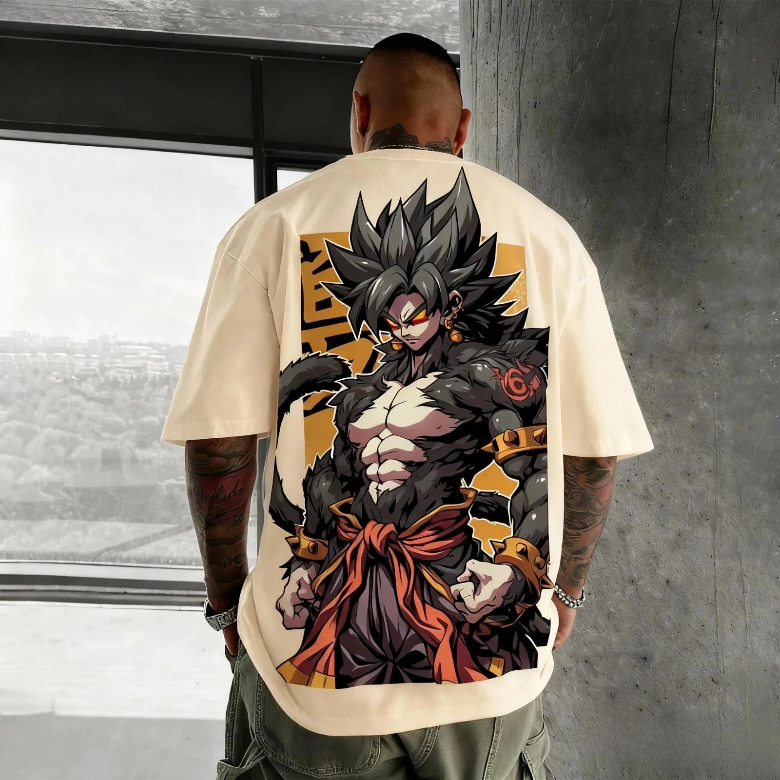 Japanese Anime Cosplay Graphic Print Unisex Streetwear Loose Fit Cotton T-Shirt 2XL
