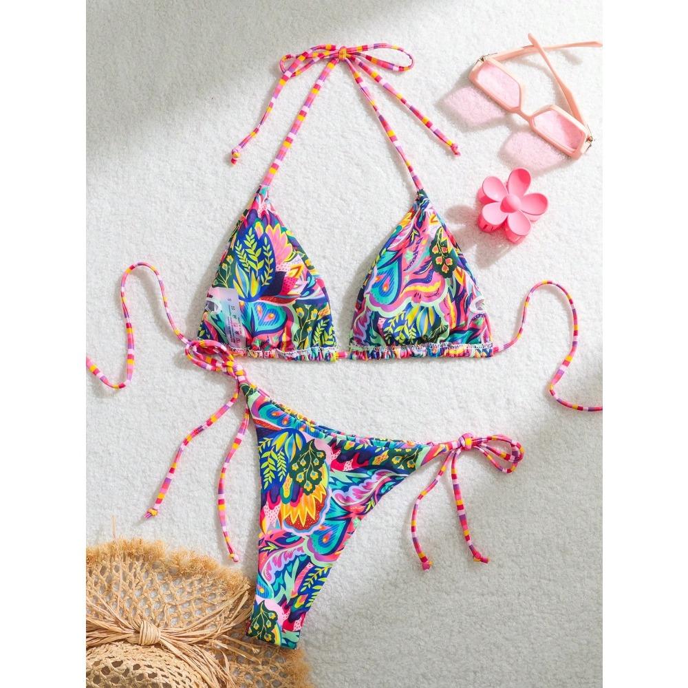 Women's High-quality Split Swimsuit Colorful Print Sexy Waist Cinched Waist Skinny Seaside Hot Spring Resort Swimsuit