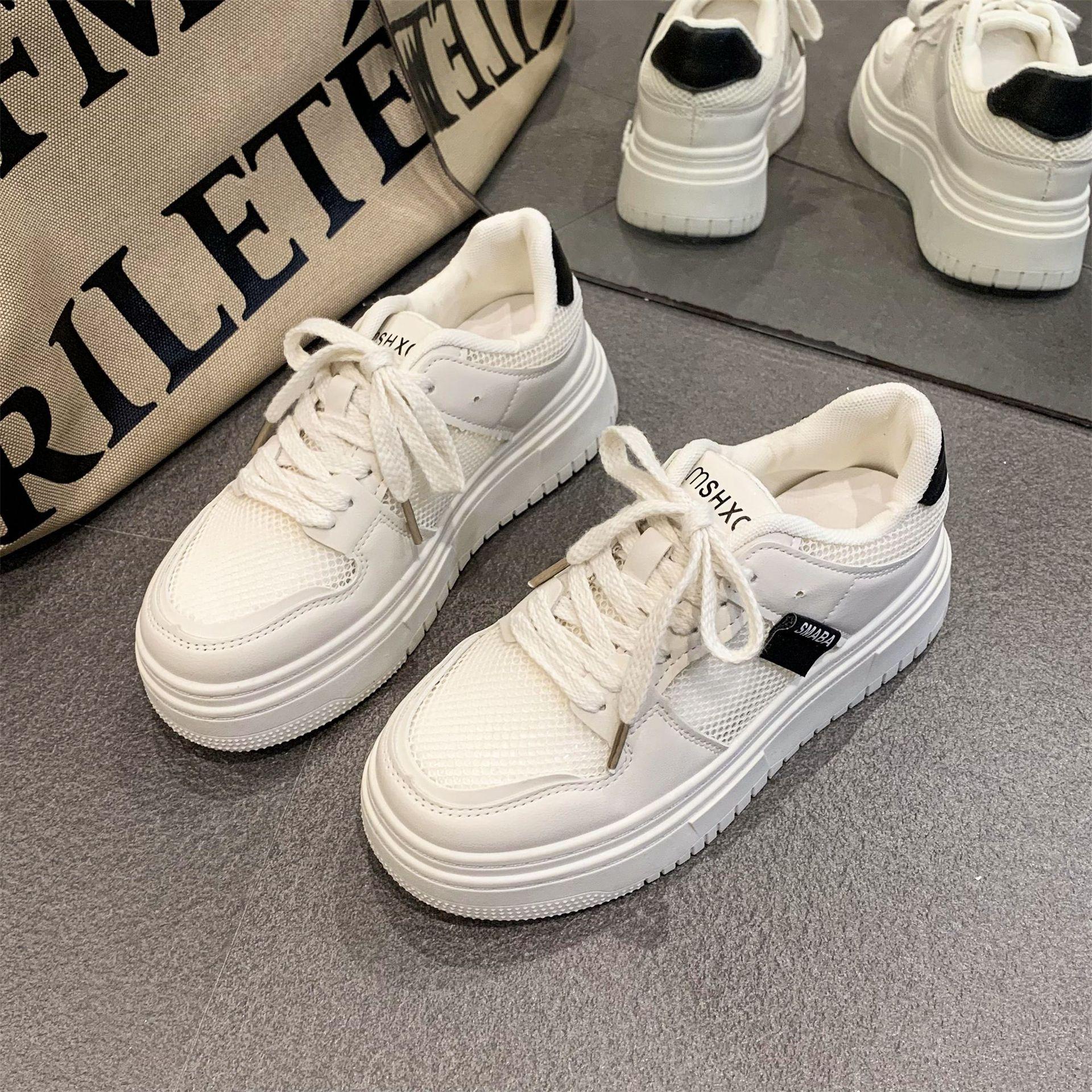 

Сетчатые дышащие маленькие белые туфли женские новый сезон толстая подошва увеличивающие рост повседневные нишевые кампус студенческие кеды 40 чёрный