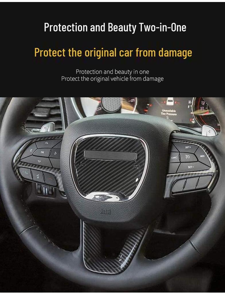 Samolepka na volant z uhlíkových vláken pro interiér Dodge Challenger 2015-2021