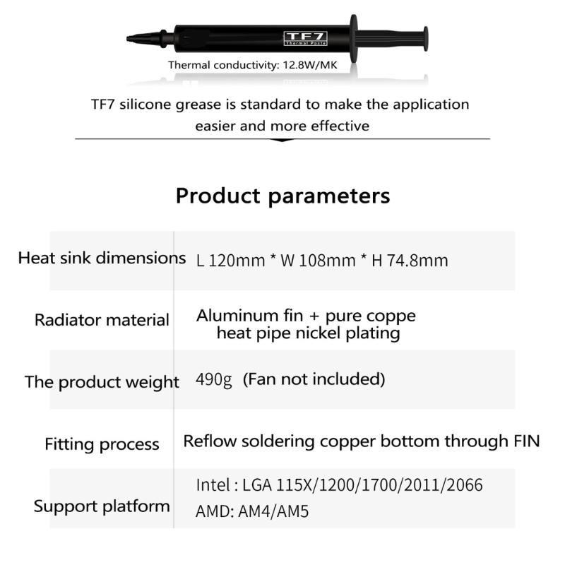 CPU Cooling Fan Low Noise Computer Processor Cooling Radiator Easy Installation for 1700 Various Motherboards