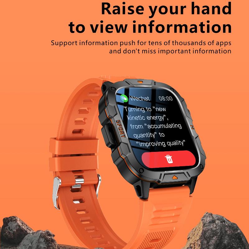 2025 New Military Grade Smart Watch Men 1.96" AMOLED Screen 5ATM Waterproof Sports Fitness Tracker BT Call Smartwatch For Xiaomi