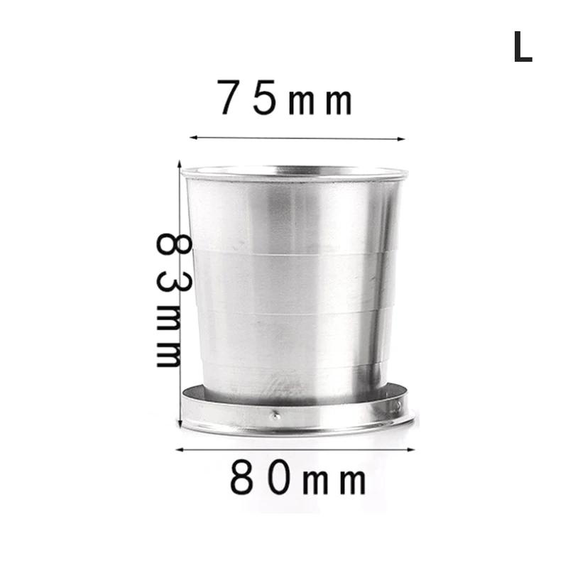 1 ks 75/150/250ml skládací hrnek z nerezové oceli s klíčenkou, přenosný, zatahovací, teleskopický