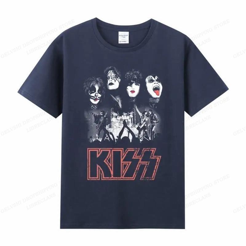 Vintage tričko Kiss Unisex Unisex Móda Bavlněné tričko Punk Oblečení Trička s výstřihem Horor Harajuku Topy Rocková kapela Kiss Tričko Boy