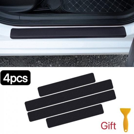 4x Carbon Fiber Car Door Plate Sill Scuff Cover Anti-Scratch Sticker Accessories