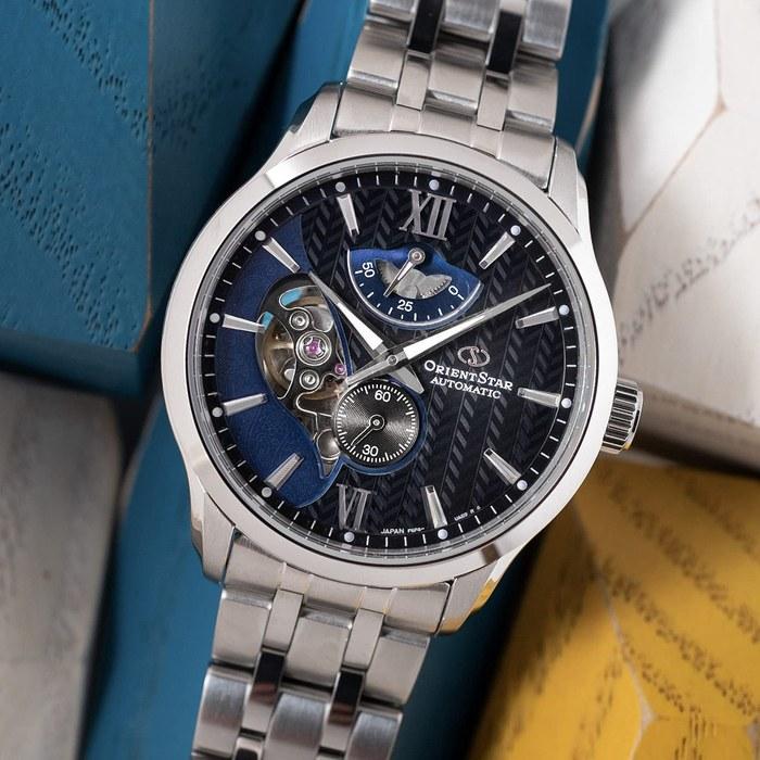[Orient Star] Automatic Watch Layered Skeleton Mechanical Japan Made 2-Year Warranty Open Heart RK-AV0B03B Men's Black