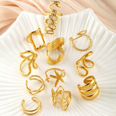European and American Women's Stainless Steel Rings Golden and Zinc Alloy Color  Fashion Simple Style Women's Zircon Gift Wholesale