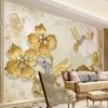Europäischer Stil 3D Stereo Blumenmalerei Tapete Wohnzimmer TV Sofa Wandbild Luxuriöse Heimdekoration