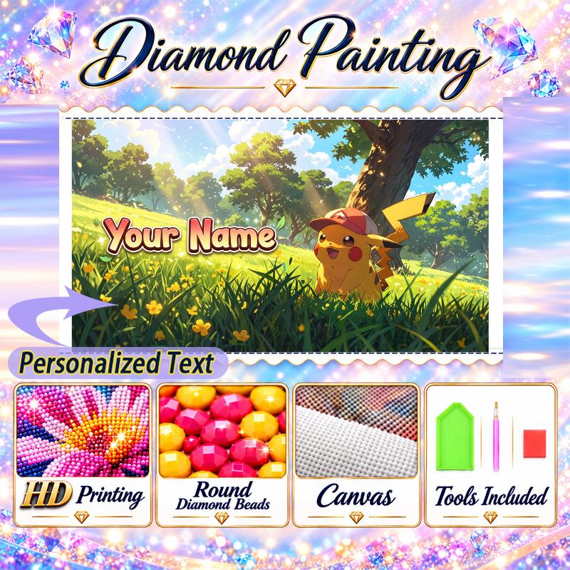 Personalized Pikachu Diamond Art Custom Name 5D Diamond Painting Full Drill DIY Craft