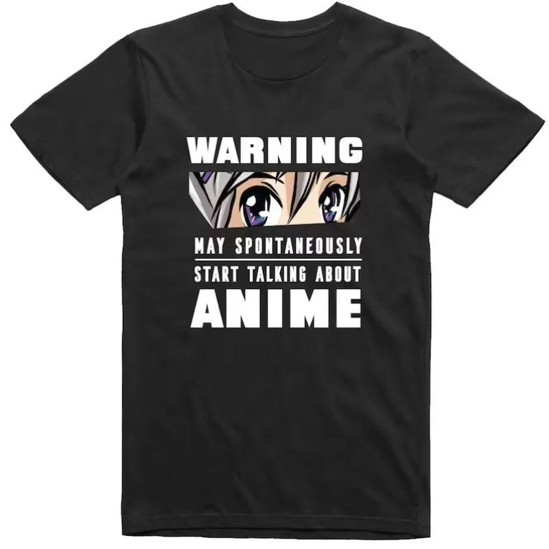 Warning May Spontaneously Start Talking About Anime Funny Graphic Tshirt Unisex Oversized Crew Neck Cotton Short Sleeve Tee Top
