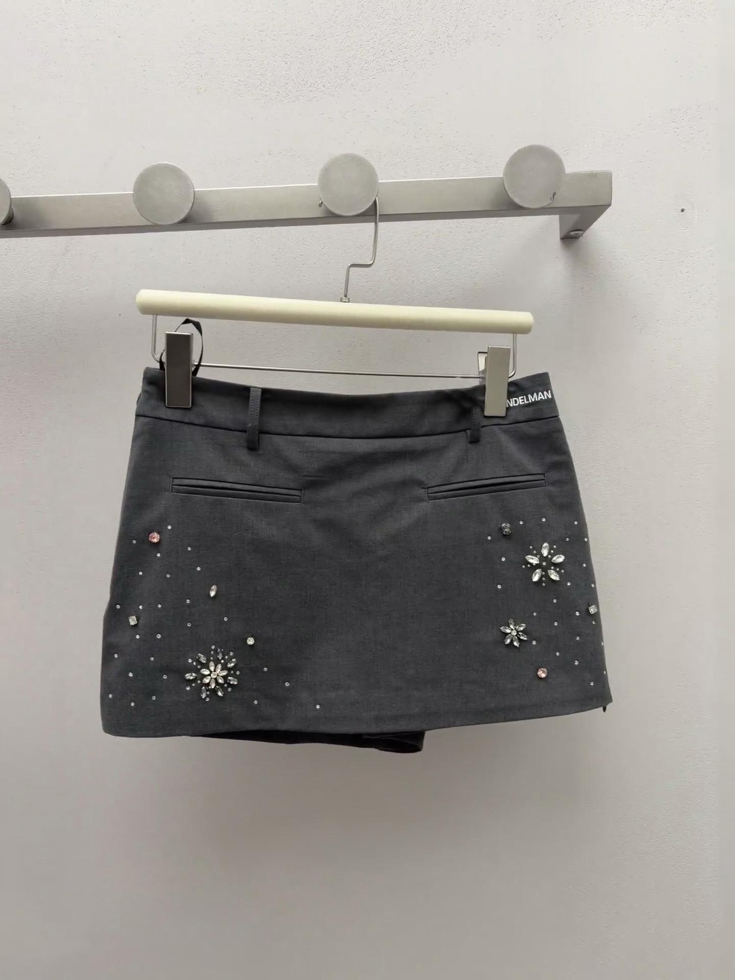 Nanyou 2026 Весна Ручная работа Бисером Юбка А-силуэта Блестящая с Вышивкой Буквами для Женщин L серый