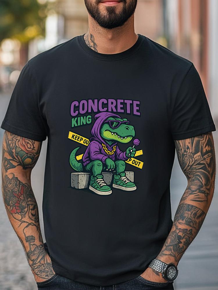 Concrete King Dinosaur T-Shirt Urban Streetwear Dino Graphic Tee Hip Hop Style Unisex T-Shirt XXXL