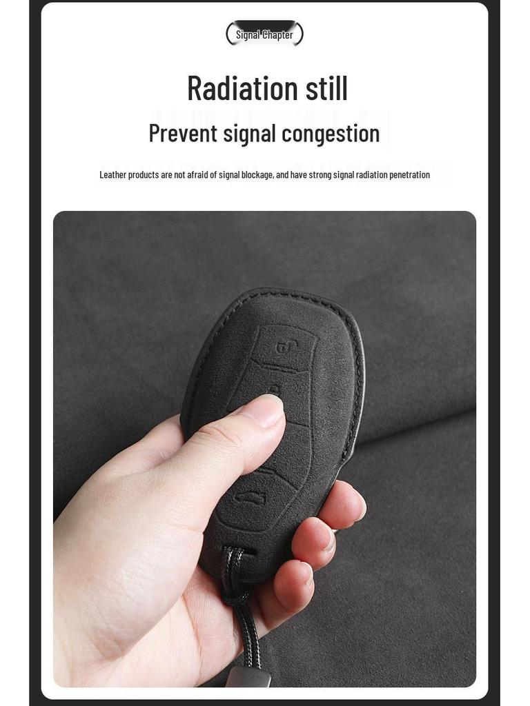 Car Key Case for Hongqi Models: H6, HS5, H5, H9, EH7, HS3, HQ9 - Interior Flocking with Buckle