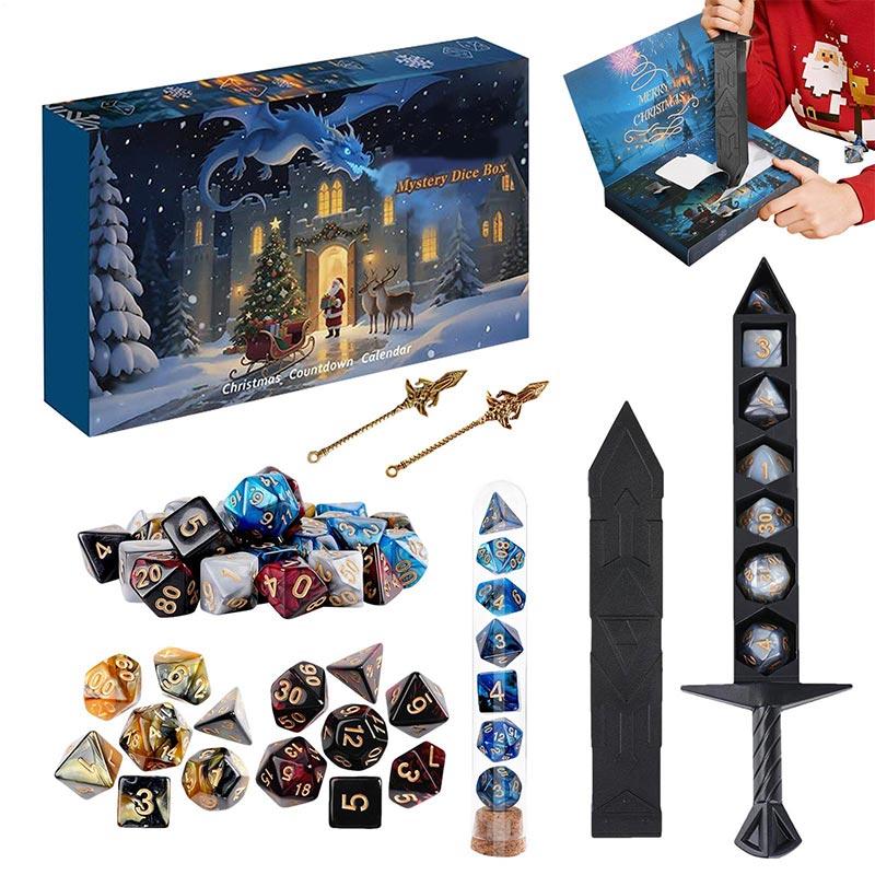 Christmas Advent Calendar 2025, Mystery DND Dice Set Vacation Advent Calendar 24 Days,Suitable for Dungeons and Dragons RPG, Role Playing Table Game