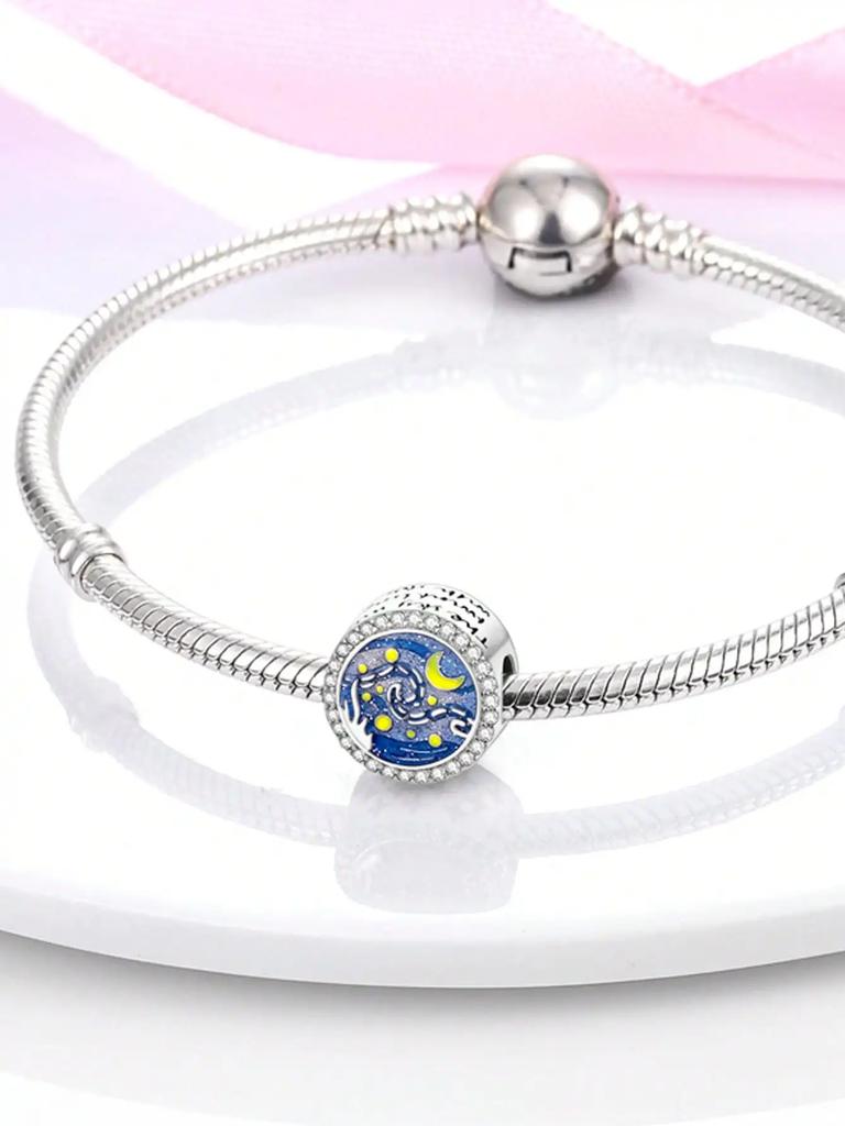 Blue Ocean Devil Fish Moon Stars Beads Charm Copper Plated Fit Charms Copperoriginal Bracelet For Jewelry Making Diy Charm