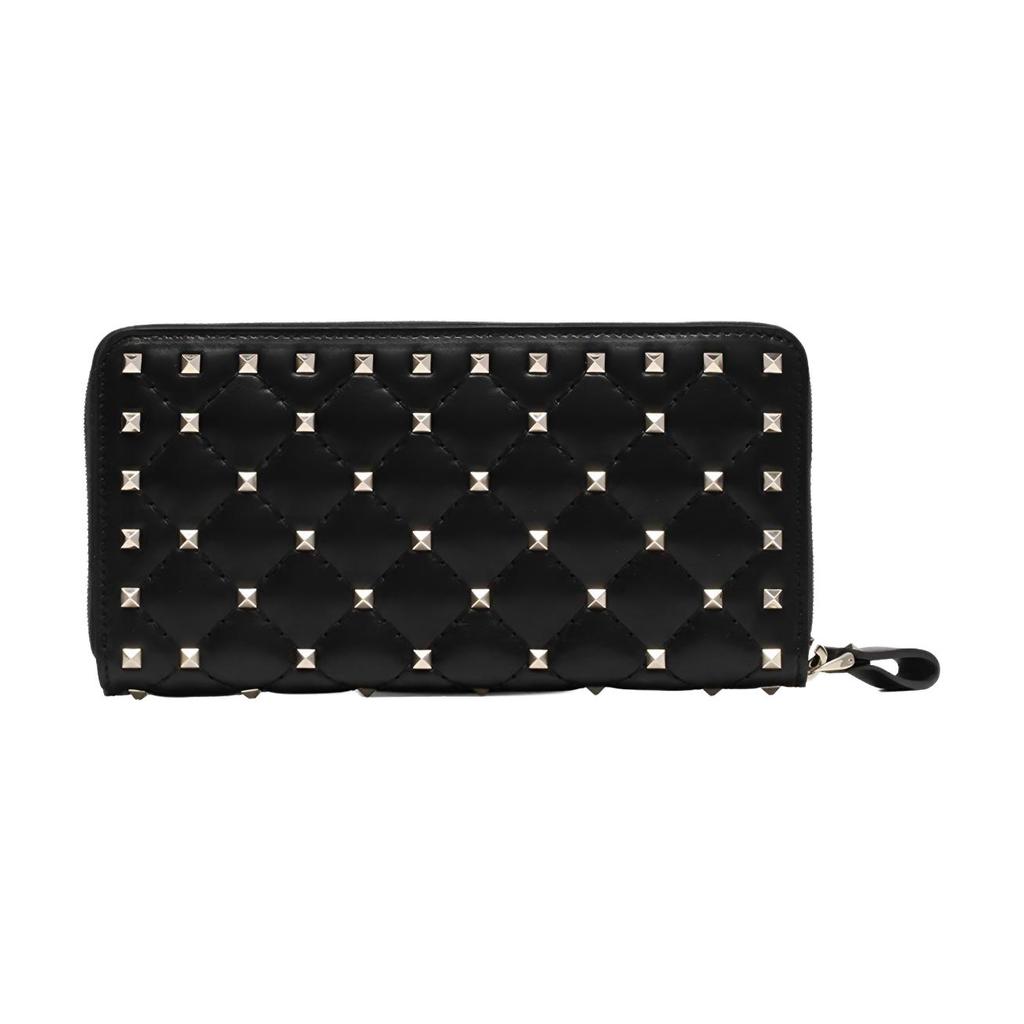 Valentino Studded Zipper Wallet Women Wallet Black NW2P0P00-NAP-0NO