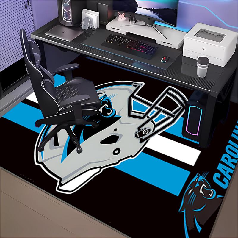 Panthers Helmet Rug Office Carpet Non-Slip Mat, Chair Rug Floor Covering for Gaming, Bedroom, Living Room , Home Decor Christmas Gift