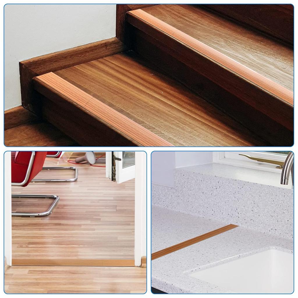 1Pc 5cm/1.96in PVC Wooden Floor Transition Strip, Self-adhesive Edge Sealing Strip, Self-adhesive Threshold Strip