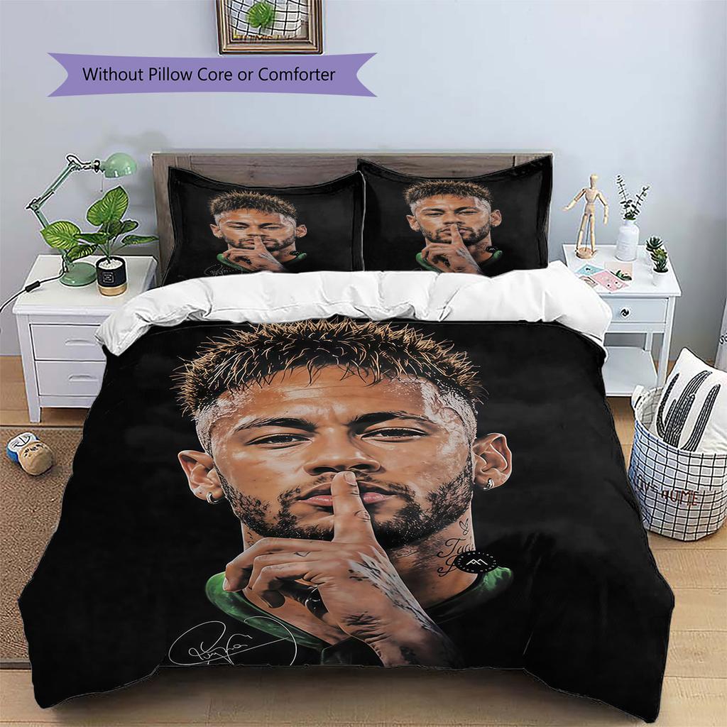 Σετ Κλινοσκεπασμάτων με Σχέδιο Neymar, Σετ Παπλώματος Κάλυμμα Παπλώματος Μαξιλαροθήκη Οικιακό Δώρο Γενεθλίων(1 * παπλωματοθήκη + 2 * μαξιλαροθήκη, χωρίς πυρήνα)