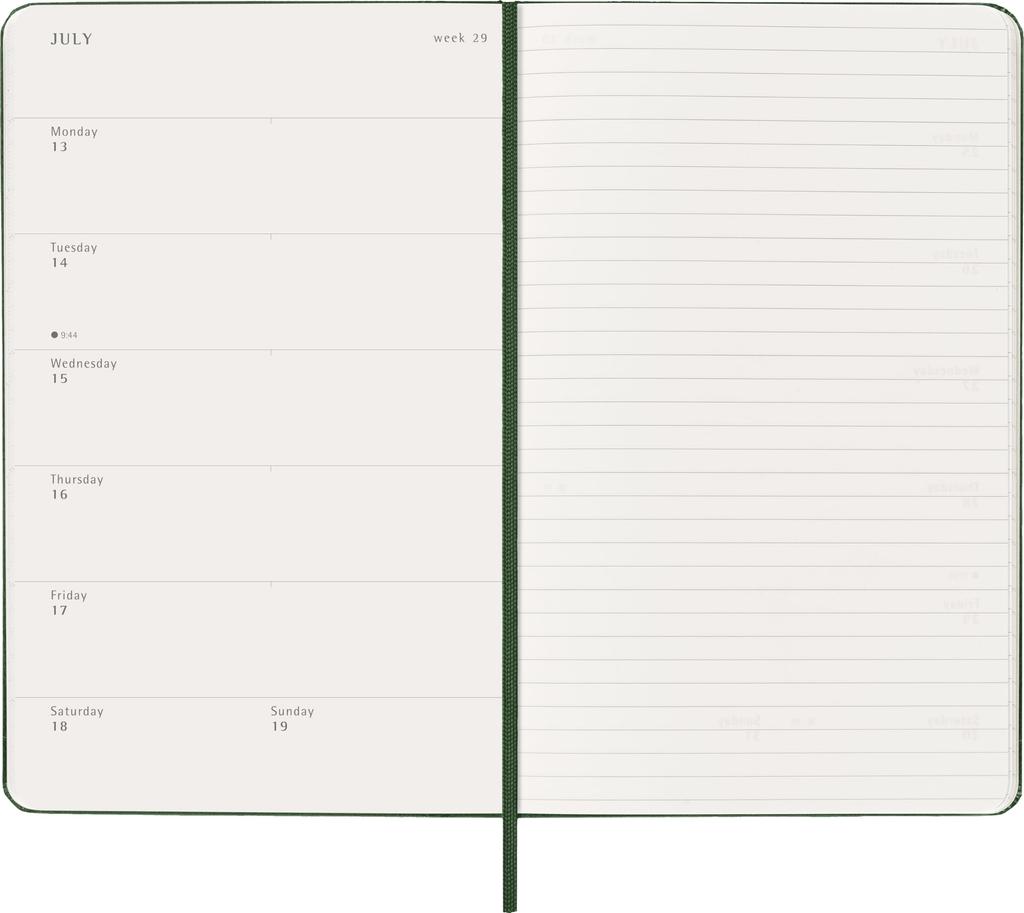 Moleskine 2026 Weekly January Large Size W x 21cm Myrtle DHK1512WN3Y26 Planner, 12-Month Diary, Start, (13cm H), Hardcover, Green,