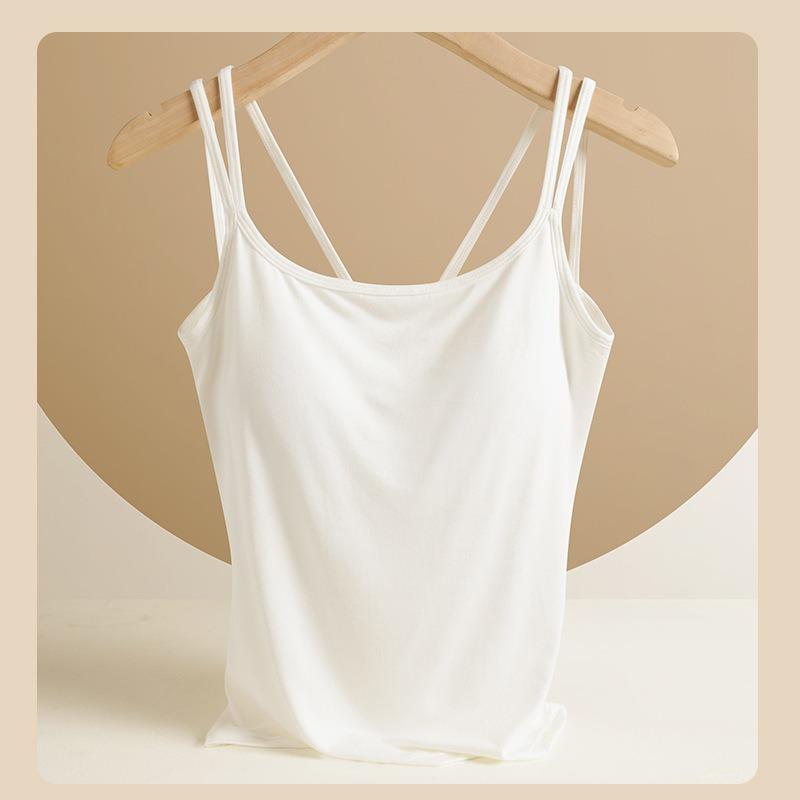 Top da donna con scollo all'americana con coppe imbottite incrociato sulla schiena bella strato base versatile top senza maniche stile nuovo primavera ed estate