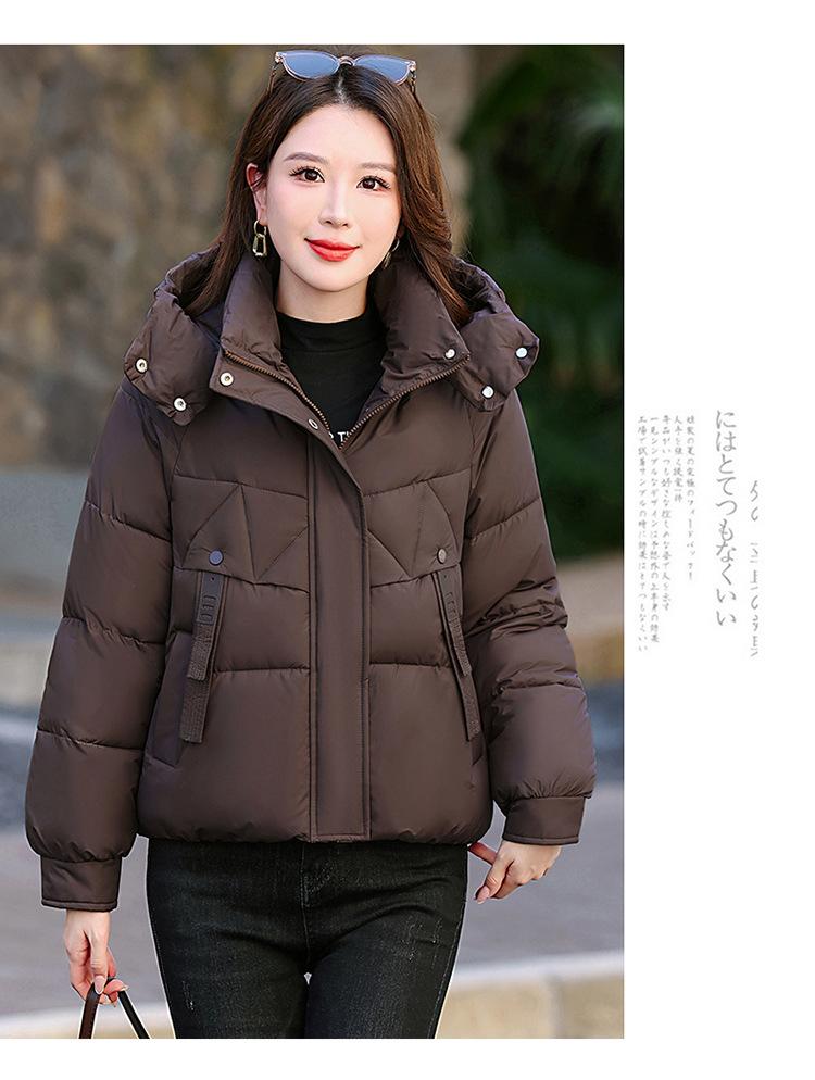 Damen Kurze Kapuzen-Winddichte Dicke Warme Winterjacke mit Quaste