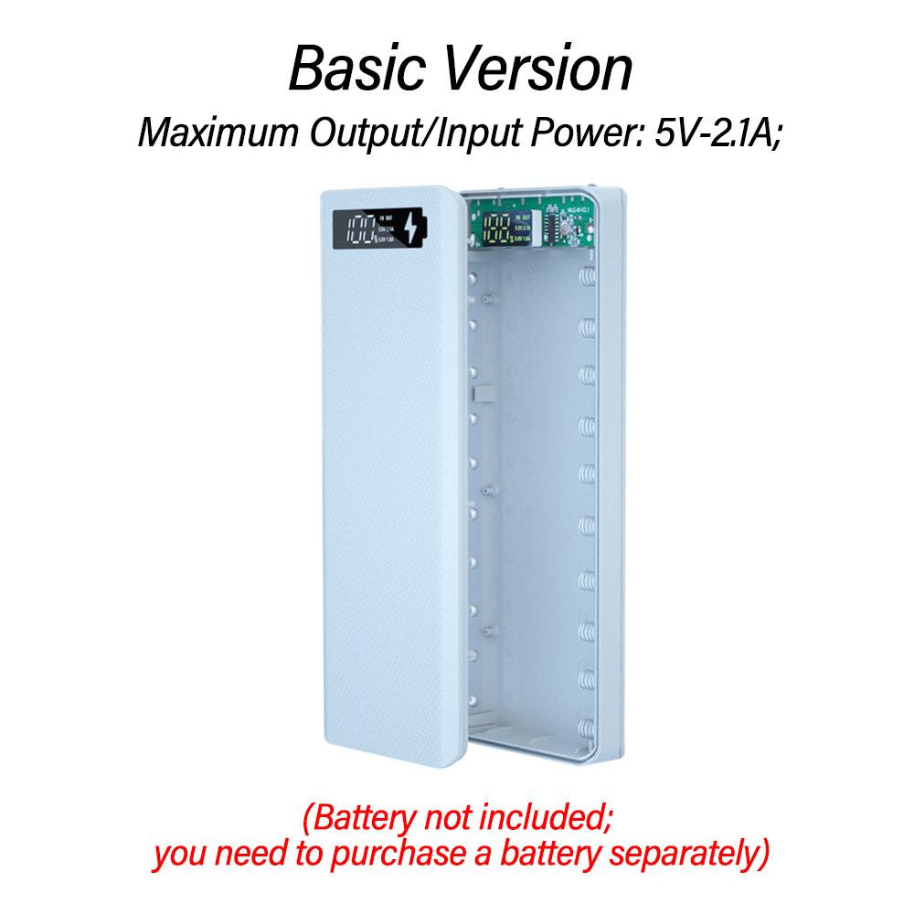 10 Cell 18650 Detachable DIY Power Bank Kit Battery Case LED Power Display Mobile Power Supply Kit QC Fast Charging No Battery
