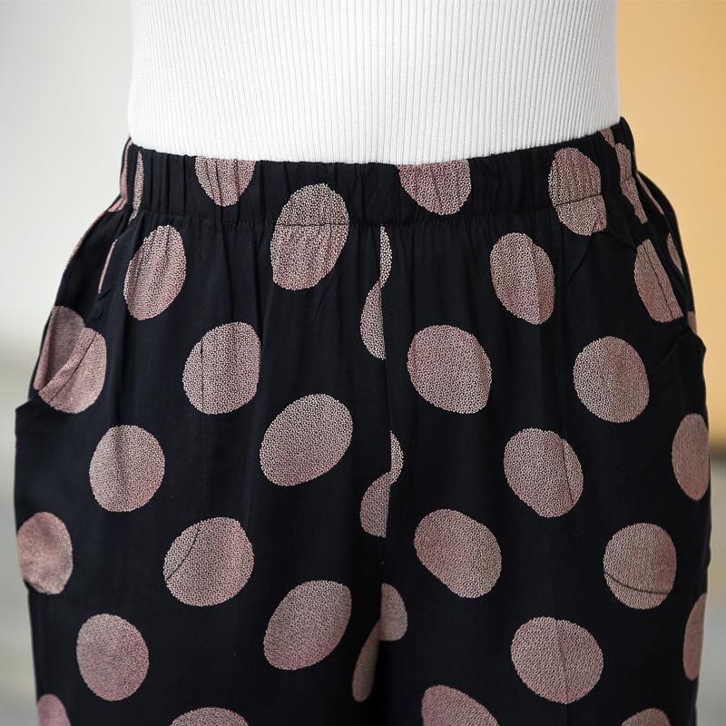 Plus Size Hose mit hoher Taille, Sommer, Vintage-Druck, elastische Taille, klassische gerade Hose für Damen