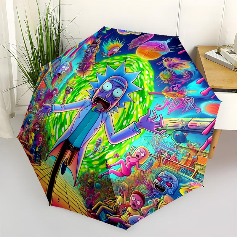 

1pc Rick and Morty Automatic Folding Umbrella - Sturdy 8-Rib Polyester Canopy,Sun-Defying Travel Companion yy251023149