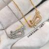 Fred Women's 18K Rose Gold Horsebit Necklace with Diamond Inlaid Twisted Rope Chain - Light Luxury Autumn Winter Accessory