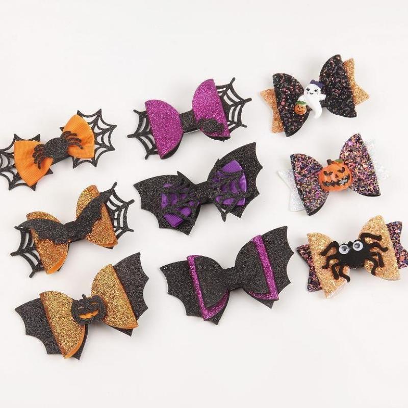 Cute 3D Halloween Hair Clips Pumpkin Ghost Bat Witch Hat Hair Pins Kids Cosplay Party Decorative Hair Accessories