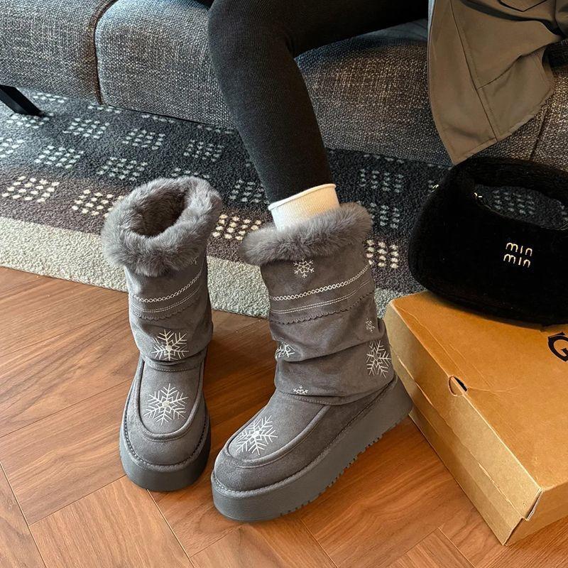 Dámské elastické zimní zateplené sněhule s tlustou podrážkou, protiskluzové, odolné proti opotřebení, ležérní sportovní krátké bavlněné boty