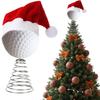 Rugby Christmas Tree Topper with Santa Hat Spring Base Bouncing Sports Ornament