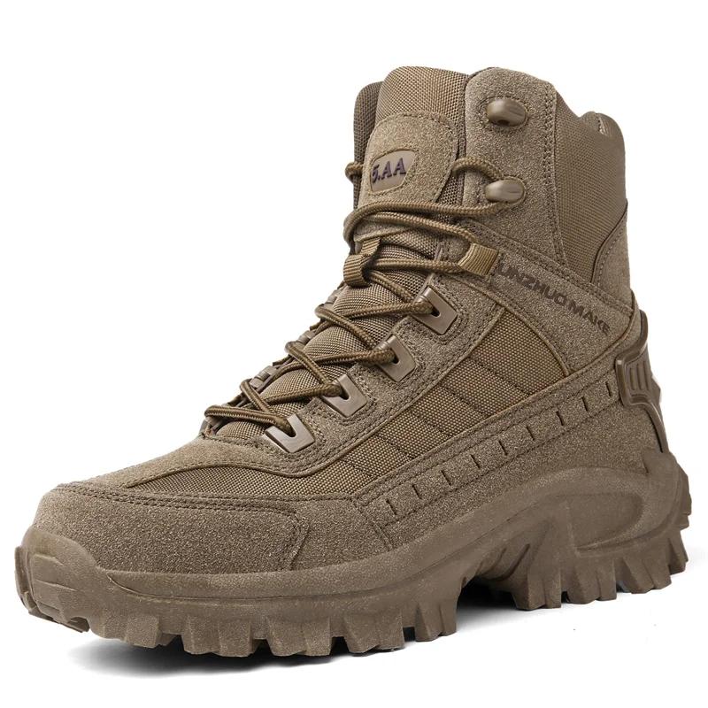 Men Boots High-top Desert Tactical Boots Men's Hiking Shoes Outdoor Waterproof Ankle Work Safty Sneakers