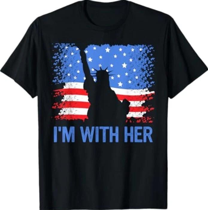 4 июля Я с ней Флаг США Американский Флаг Футболка L