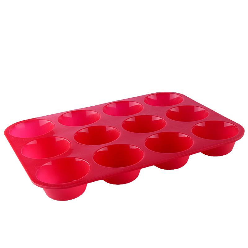 12-Hole Round Silicone Cake Mold for Muffins, Jelly, Pudding, Candle Making