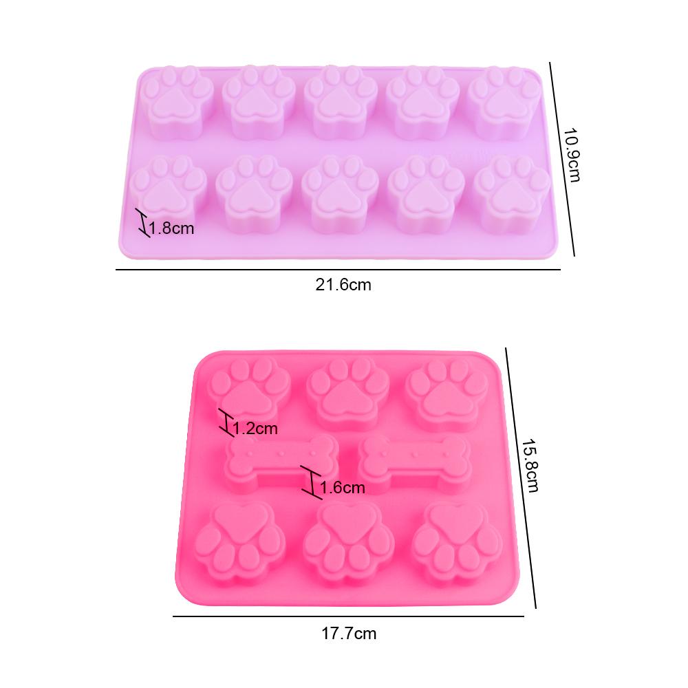 2 In 1 DIY Baking Mold Pet Cat Dog Paws Dog Bone Dog Footprint Cake Mold Cute Silicone Chocolate Mould