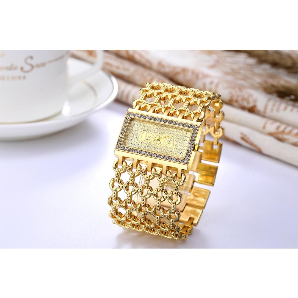 Men Women Diamond-bordered Mesh Iron Chain Steel Belt Quartz Watch Wristwatch