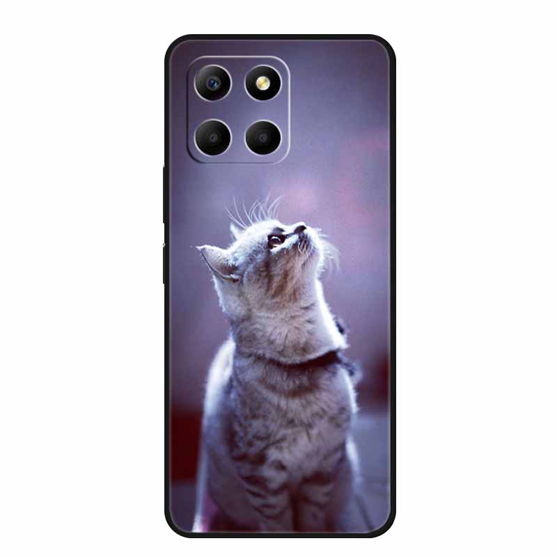 Etui For Honor X6a Zwierzęta TPU Silikon Miękki Tylny Pokrowiec na Telefon dla Huawei Honor X6a HonorX6A 2023 Ochronny Wilk Czarny Fajny Capa