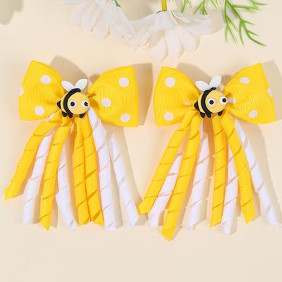 2Pcs Cute Bees Ladybug Hair Clips Insect Ponytail Hairpin Girls Kids Children's Trendy Animal Playful Headwear Hair Accessories
