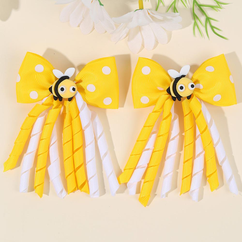 2Pcs Cute Bees Ladybug Hair Clips Insect Ponytail Hairpin Girls Kids Children's Trendy Animal Playful Headwear Hair Accessories