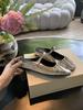 Grape Mother Leather Temperament Small Square Head Folds Word with Shallow Mouth Pearl Mary Jane Bag Head Half Slippers Women's Summer