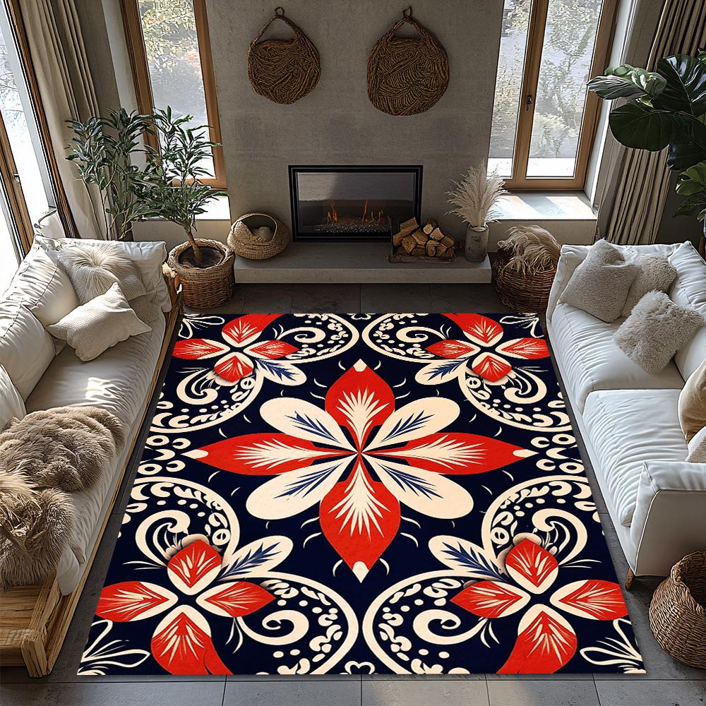 Floral Area Rug Washable Non Slip Indoor Outdoor Mat Home Decor Living Room Bedroom Carpet Modern Abstract Design Home Accent