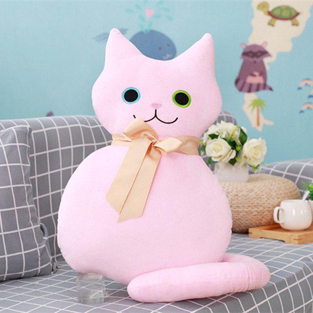 53cm Kawaii Long Tail Cat Plush Toys Stuffed Cute Animal Cat Doll With Bowknot 4 Colors Soft Pillow