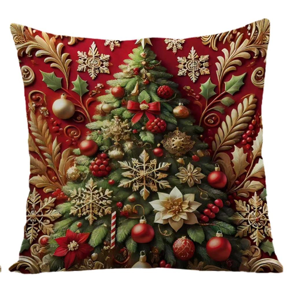 Santa Claus Decorative Cushion Cover Reindeer Throw Pillow Cover  Sofa Decoration